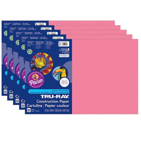 Tru-Ray Construction Paper, Shocking Pink, 12x18, PK250
